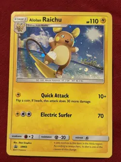 Alolan Raichu - SM65 - Cosmos Holo Sun & Moon Pokemon LP - Image 1