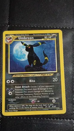 Pokemon Umbreon Holo Rare Unlimited 13/75 Neo Discovery 80 HP Stage 1 English - Image 1