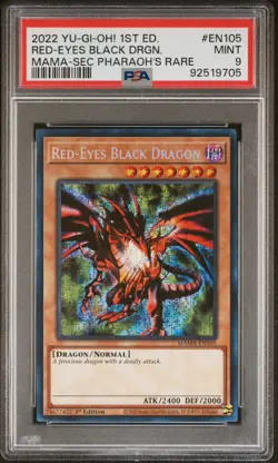PSA 9 MINT Red-Eyes Black Dragon MAMA-EN105 Secret Pharaoh's Rare Yugioh - Image 1