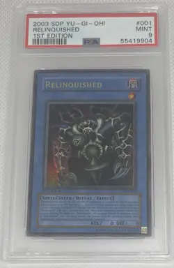 YUGIOH 2003 RELINQUISHED 1ST EDITION SDP 001 PSA 9 MINT HOLO BLEED - Image 1