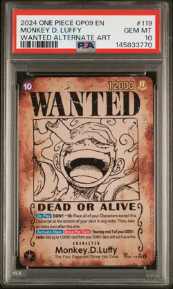 2024 ONE PIECE EMPERORS IN THE NEW WORLD WANTED ALT ART MONKEY D. LUFFY PSA 10 - Image 1