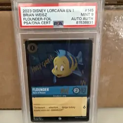 DISNEY LORCANA FLOUNDER ILUSTRATOR SIGNED 1/1 HOLY GRAIL FOIL PSA 9 - Image 1