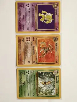 Vintage Pokemon Base Set Hypno Kabutops Beedrill Lot 3 Cards - Image 1