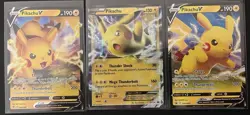 Pokemon Pikachu EX/V Lot: (3) Pikachu Ultra Rare Pokemon Cards - Image 1