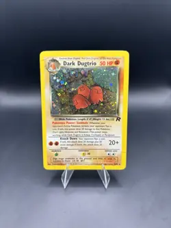 Pokemon Dark Dugtrio TCG Holo Card 6/82 Rocket Rare Unlimited SWIRL - DMG - Image 1