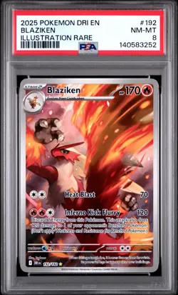 2025 Pokemon DRI EN-Destined Rivals #192 Blaziken EX PSA 8 NM Illustration Rare - Image 1