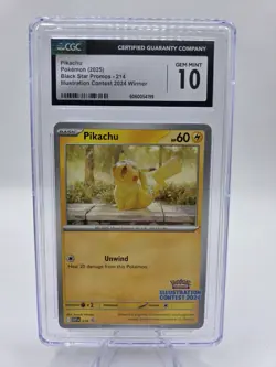 Pokemon Pikachu Black Star Promo 214 CGC 10 Illustration Contest 2024 Winner - Image 1