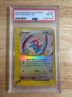 2003 POKEMON AQUAPOLIS #103B PORYGON-REVERSE FOIL PSA 8 - Image 1