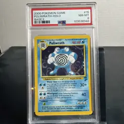 2000 POKEMON BASE SET 2 #15 POLIWRATH-HOLO PSA 8 - Image 1