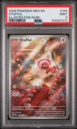 2025 POKEMON MEG EN-MEGA EVOLUTION ILLUSTRATION RARE #154 STUFFUL PSA 9 - Image 1