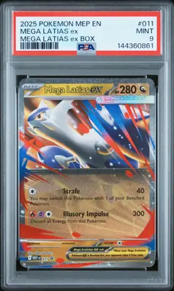 2025 Pokemon MEP EN-ME Black Star Promo Mega Latias EX Box Mega Latias EX PSA 9 - Image 1