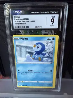 Pokemon TCG Piplup Brilliant Stars #35/172 Error Miscut CGC Mint - Image 1
