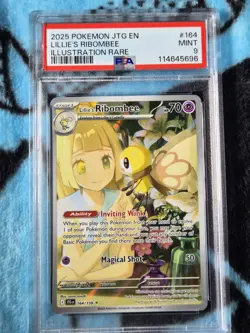 Pokemon Lillie's Ribombee Illustration Rare Holo 164/159 Sv09 2025 PSA 9 70HP 50 - Image 1