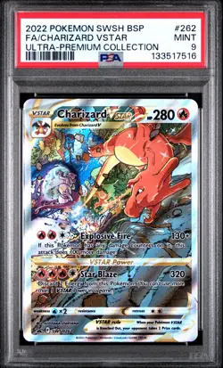 2022 POKEMON SWSH BLACK STAR PROMO #262 FULL ART/CHARIZARD VSTAR PSA 9 - Image 1