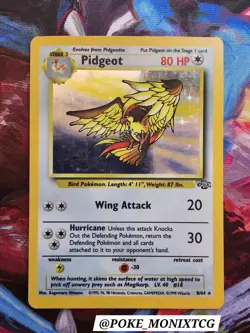 PIDGEOT JUNGLE HOLO RARE 08/64 VINTAGE POKEMON TCG UNLIMITED LP - Image 1