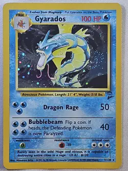 Gyarados Swirl 7/130 Pokemon TCG Base Set 2 Holo Rare Card - LP - Swirl 🍥 - Image 1
