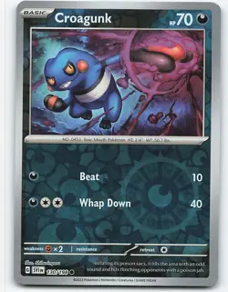 Croagunk #130/198, SV01: Scarlet & Violet Base Set, Reverse holo Pokemon card - Image 1