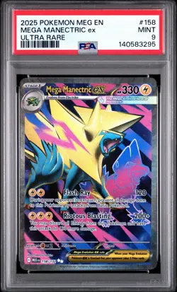 2025 Pokemon Mega Evolution #158 Mega Manectric EX PSA 9 Mint Ultra Rare Card - Image 1