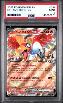 2025 Pokemon DRI EN-Destined Rivals #039 Ethan's Ho-Oh EX PSA 9 MINT Rare Card - Image 1