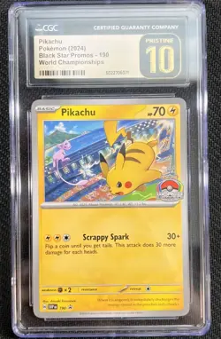 Pikachu 190 SVP EN Pristine 10 World Championships Black Star Promos Pokemon TCG - Image 3