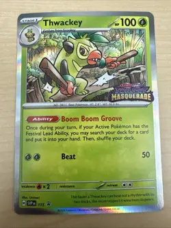 Thwackey SVP115 Twilight Masquerade Prerelease Promo Holo Rare Pokemon Card - Image 1