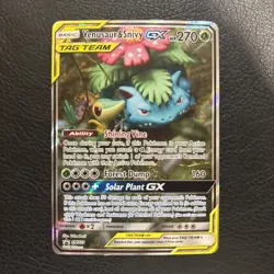 Pokemon TCG Venusaur & Snivy GX SM229 Alternative Art Tag Team Black Star Promo - Image 1