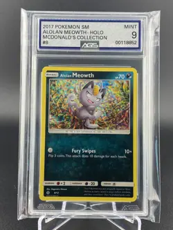 2017 Pokemon Alolan Meowth Holo 5/12 AGS 9 McDonald's Collection - Image 1