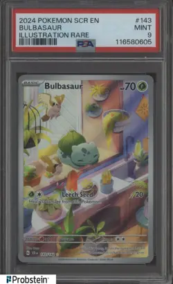 2024 Pokemon SCR EN Illustration Rare #143 Bulbasaur PSA 9 MINT - Image 1