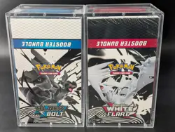 2x Pokemon SV10.5 Black Bolt White Flare Sealed Booster Bundle Display W/Acrylic - Image 1