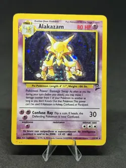 Pokemon Alakazam 1/130 Base Set 2 Holo SWIRL - Image 1