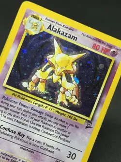 Pokemon Alakazam 1/130 Base Set 2 Holo SWIRL - Image 2