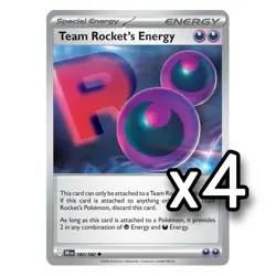 4x REVERSE HOLO Team Rocket's Energy 182/182 Destined Rivals Pokemon Playset x4 - Image 1