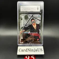 CGC 9 MINT Roronoa Zoro Parallel OP01-001 L 25th Edition ONE PIECE Card Game 95 - Image 1