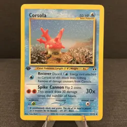 Corsola 37/75 1st Edition Neo Discovery Vintage Pokemon TCG Card Yuka Morii Art - Image 1