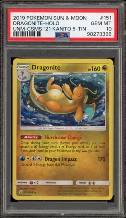 Pokemon Dragonite Unified Minds Kanto Tin Cosmos Holo #151 PSA 10 Gem Mint - Image 1
