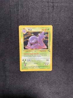 Pokemon Fossil Unlimited Muk Holo Rare TCG Card 13/62 Mp-HP - Image 1