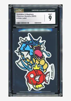 Pokemon CGC 9 Gyarados & Magikarp B Side Label 2023 Pokemon Stickers Japanese - Image 1
