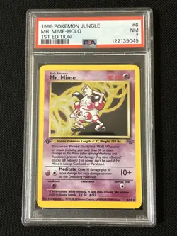 Pokemon Mr. Mime 6/64 (1st Edition) Jungle Holo (Fresh Grade) *PSA 7* - Image 1
