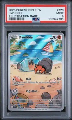2025 Pokemon Black Bolt Dwebble Illustration Rare #129/086 PSA 9 - Image 1