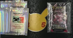 Pokemon TCG 1x S&V Paldean Fates Booster Pack + 8x Legacy Mystery Packs - Image 1