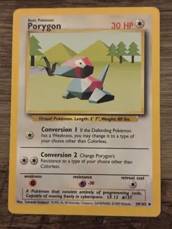 Pokemon TCG Porygon Base Set 39/102 Uncommon Regular 30 HP English 1999 - Image 1