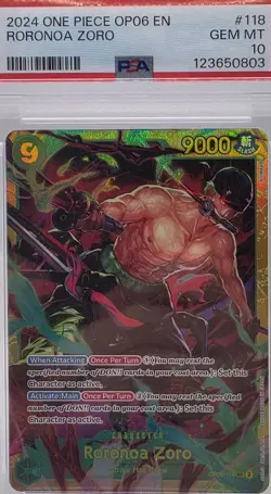 2024 ONE PIECE OP06-118 SEC - WINGS OF THE CAPTAIN - RORONOA ZORO PSA 10 - Image 1