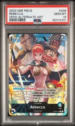 One Piece TCG Rebecca Kingdoms of Intrigue Alternate Art OP04-039 PSA 10 Gem - Image 1
