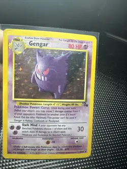 Pokemon TCG Gengar Fossil Holo Card 5/62 Unlimited Rare Vintage WOTC - Image 1