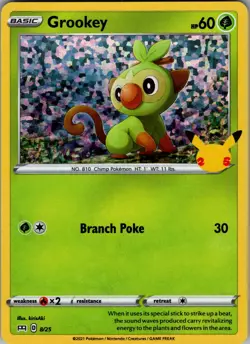 Pokemon Card Grookey - 8/25 Promo McDonald's 25th Anniversary Promos 008/025 NM - Image 1