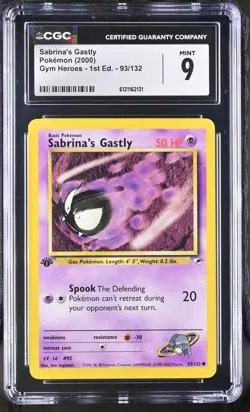 CGC 9 MINT Sabrina's Gastly Gym Heroes 1st Edition 93/132 Pokemon Card - Image 1