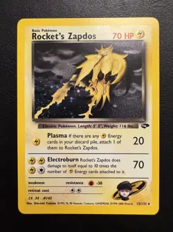 Pokemon Rocket's Zapdos Holo Rare 15/132 Gym Challenge NM - Image 1