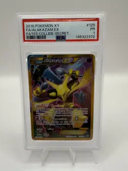 2016 POKEMON XY FATES COLLIDE #125/124 ALAKAZAM EX SECRET RARE PSA 1 - Image 1