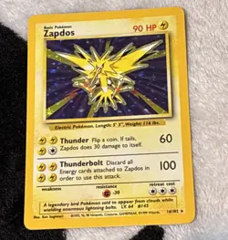 Pokemon TCG Zapdos 16/102 Base Set Holo Rare 90 HP English 1999 Ken Sugimori - Image 1
