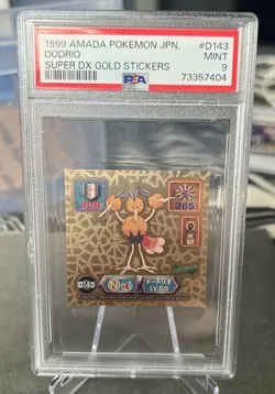 1999 Amada Pokemon Japanese Super DX Gold Stickers Dodrio #D143 PSA 9 MINT - Image 1